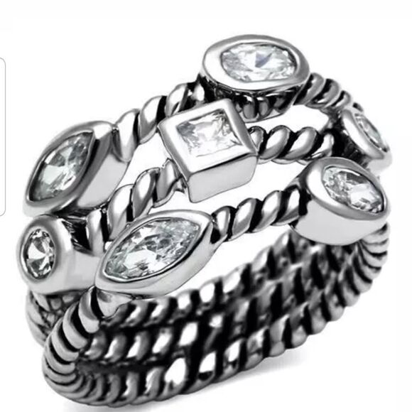 CZ CABLE STYLE CONFETTI RING - Picture 5 of 5